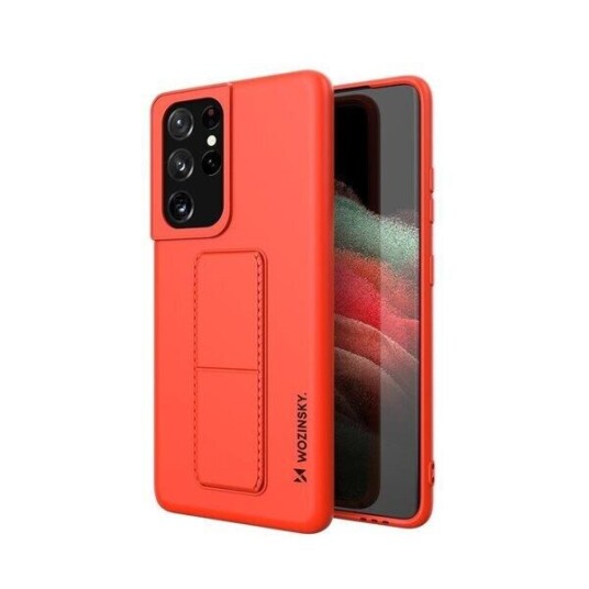 Wozinsky Kickstand Case Silicone Case with Stand Case for Samsung Galaxy S21 Ultra 5G Red