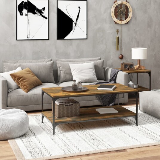 Salongbord røkt eik 80x50x40 cm konstruert tre
