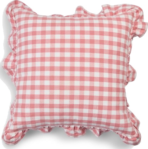 ByTiMo | Checks | Putetrekk m/volang 50x50 rød/hvit ByTiMo | Checks | Putetrekk m/volang 50x50 rød/hvit