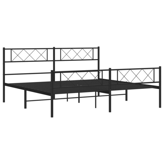 vidaXL Sengeramme i metall med hode- og fotgavl svart 180x200 cm 8721012190788