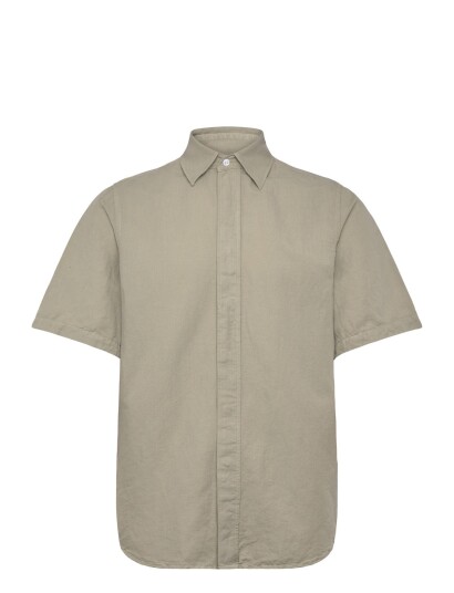 Filippa K Cotton Linen Short Sleeve Shir Khaki green 52