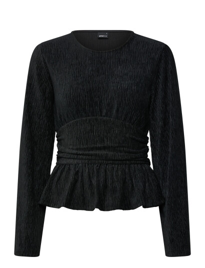 Gina Tricot Velvet Peplum Top   Black   XS