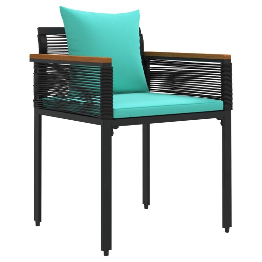  Utemøbelsett med pute 3 pcs Svart og turkis PE Rattan