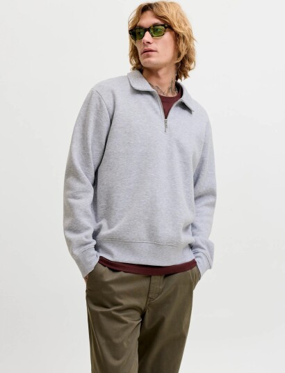 Jack & Jones Jjbradley Sweat Zip Polo Grey XS