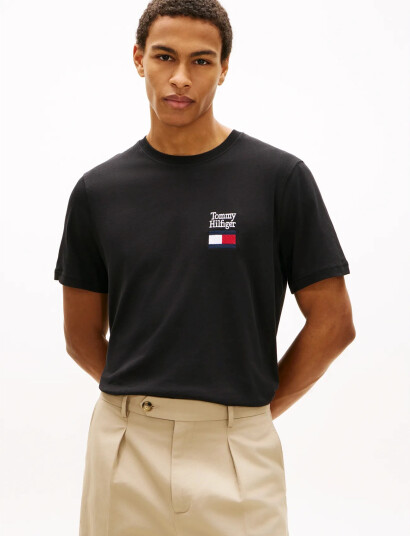Tommy Hilfiger Brand Love Text Stack Tee Black L