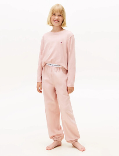 Tommy Hilfiger Ls Cuffed Pj Set Pink 128-140 Tommy Hilfiger Ls Cuffed Pj Set Pink 128-140