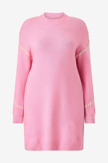 Zizzi Kjole mLea L/S Stick Abk Dress Rosa