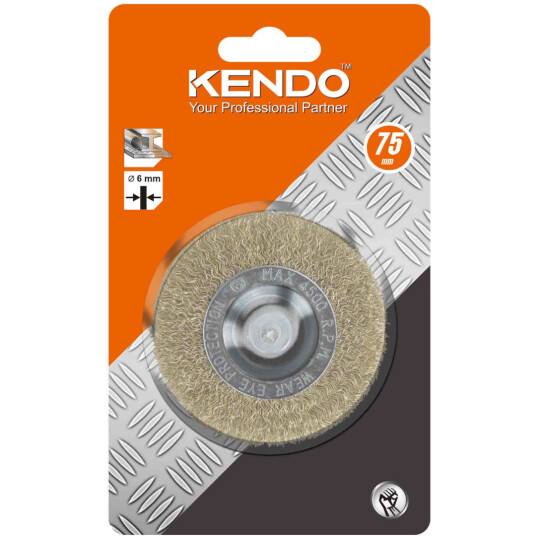 KENDO KOBBERBELAGT STÅLBØRSTE 75MM TIL CHUCK
