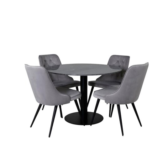 Venture Home Spisegruppe Venture Home Estelle Ø106 med 4 Velvet Deluxe Stoler GR14036