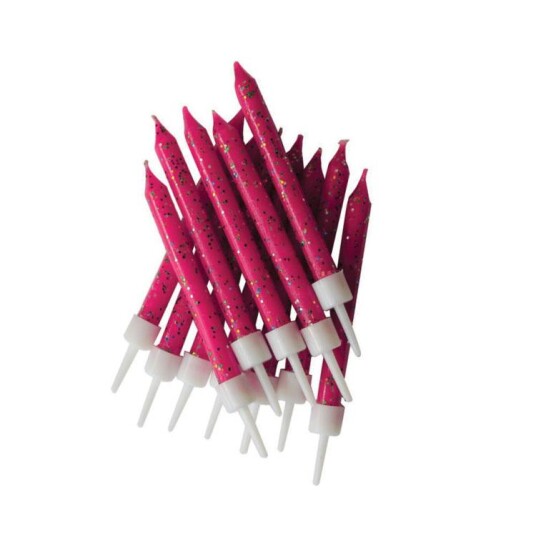 Kakelys Glitter Mørk Rosa Pk/12 
