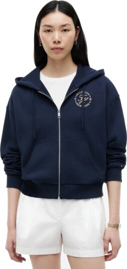 Tommy Hilfiger Th Roundal Zip Up Hoodie   Navy   L