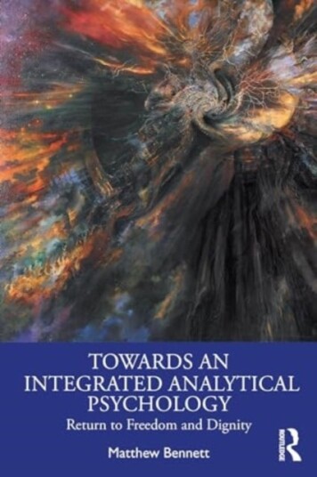 Towards an Integrated Analytical Psychology Towards an Integrated Analytical Psychology