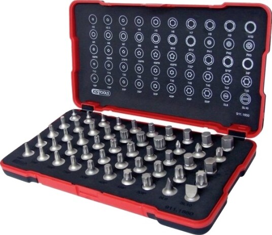 Ks Tools 1/4" Bitsbits-/Toppsett, Ekstra Kort, 50 Deler 911.1850 Bit-Sett (911.1850)