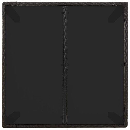 vidaXL Hagebord med glassplate svart 90x90x75 cm polyrotting