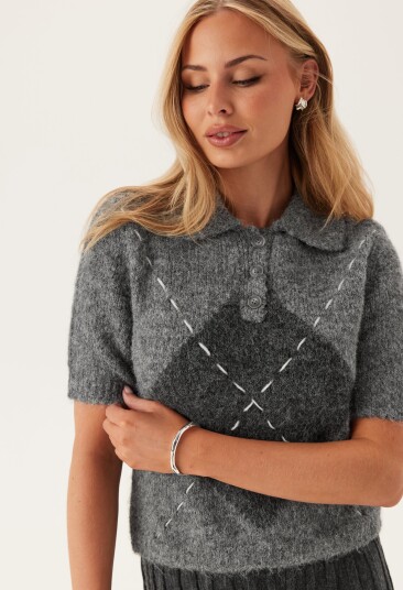 Vero Moda Vmbliss 2/4 Poloneck Pullover Ga Grey S