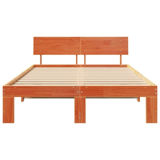  Sengestamme med hodegjerde Brun 135 x 190 cm Massivt furutre