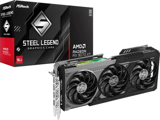 ASRock Radeon RX 9070 XT Steel Legend Dark 16GB GDDR6 Grafikkort PCIe 5.0 ASRock Radeon RX 9070 XT Steel Legend Dark 16GB GDDR6 Grafikkort PCIe 5.0