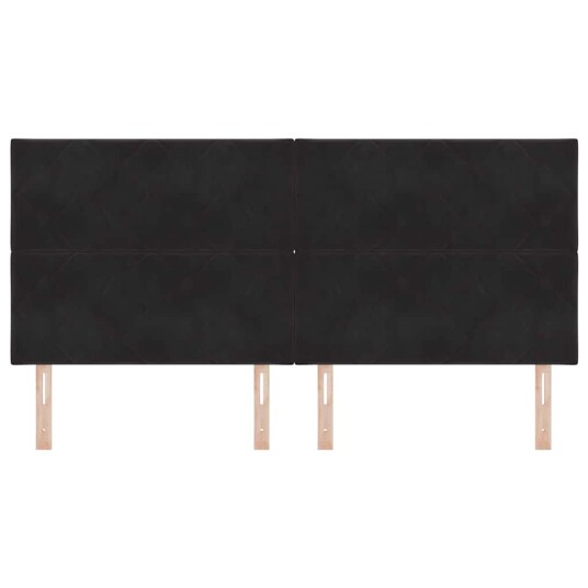 LED Sengegavl Svart Diamantblokk Design 200 cm Fløyel