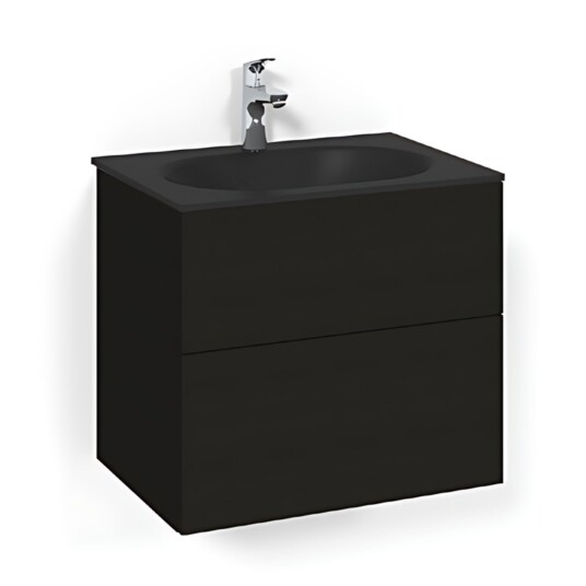 Macro Design Crown Plain/push-open Servantskap 2-skuff - med Glasservant Svart eik / 60cm Glass Edge Macro Design Crown Plain/push-open Servantskap 2-skuff - med Glasservant Svart eik / 60cm Glass Edge