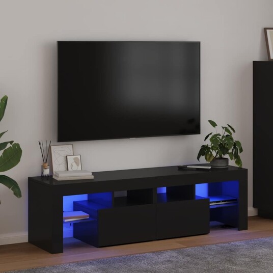 vidaXL TV-benk med LED-lys svart 140x36,5x40 cm