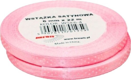 Prikket Rosa Satengbånd 6 Mm X 22 M 2 Stk