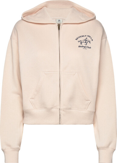 Sporty & Rich Bh Riding Club Soft Cropped Zip Hoodie   Pink   L