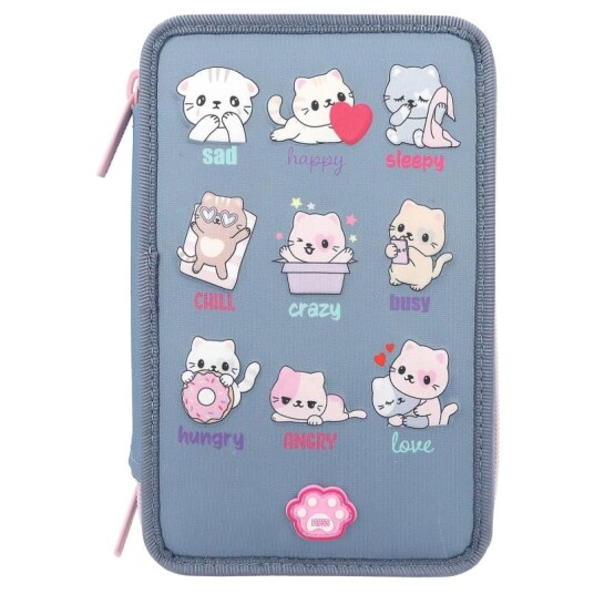 TOPModel Triple Pencil Case LED Cats Mood Barometer 0412261