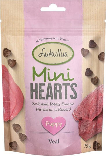 Lukullus Puppy Mini Hearts Snacks Kalvekjøtt Kornfri 3 X 75 G