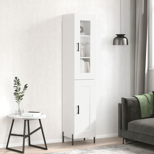 vidaXL Highboard høyglans hvit 34,5x34x180 cm konstruert tre 8720845489212