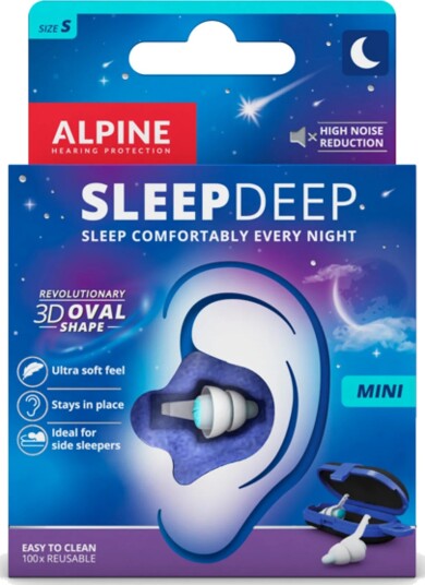 Alpine Sleepdeep, Gjenbrukbar Øreplugg, Sove, Normal, In-Ear, Blå, Hvit, 25 Db Alpine Sleepdeep, Gjenbrukbar Øreplugg, Sove, Normal, In-Ear, Blå, Hvit, 25 Db