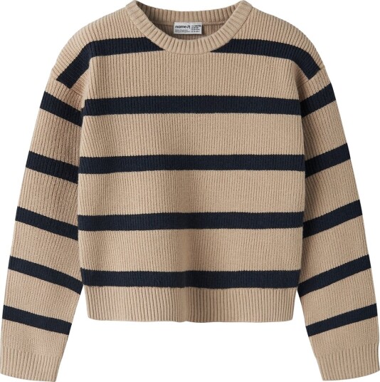 Name It Genser Strikk NkfVnilla Sesam/Navy Blazer Name It 11 12 år (146 152) Genser Beige Brun Marineblå