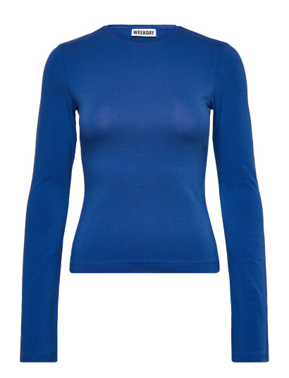Weekday Long Sleeve Cotton Top Blue S Weekday Long Sleeve Cotton Top Blue S