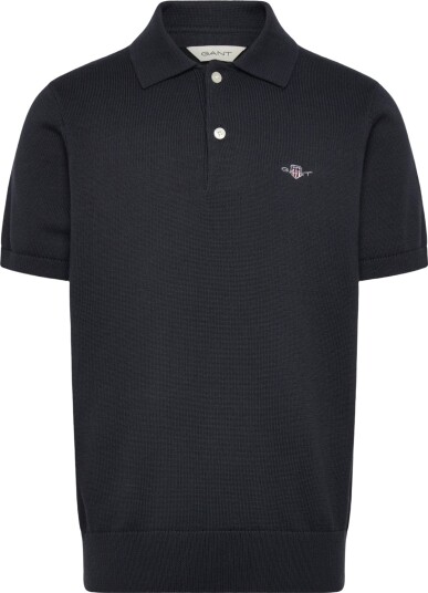 Gant Kids Shield Knitted Ss Polo   Navy   176