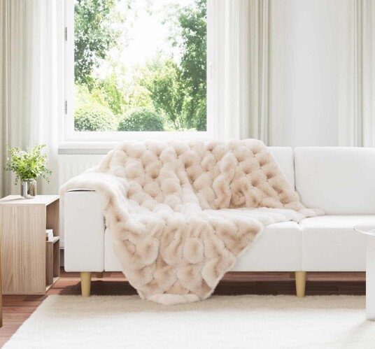  Faux kaninullteppe 4 pcs Beige 130 x 150 cm Polyester
