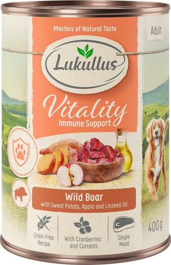 Lukullus Våtfôr Vitality Immunsystem Villsvin Kornfritt 6 X 400 G
