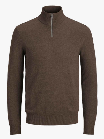 Jack and Jones Emil Knit Half Zip Brun XXL Jack and Jones Emil Knit Half Zip Brun XXL