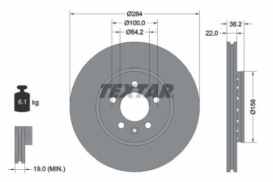 Bremseskive TEXTAR 92103400