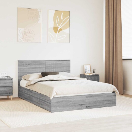 Seng med Oppbevaring Grå Sonoma 140 x 200 cm Konstruert tre Seng med Oppbevaring Grå Sonoma 140 x 200 cm Konstruert tre
