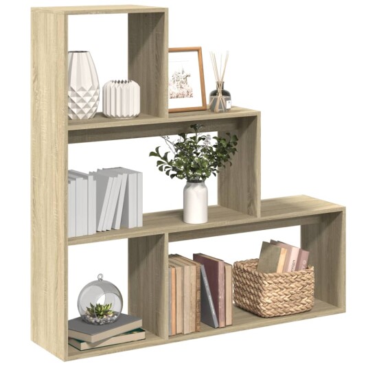 Romdeler bokhylle 3 lag sonoma eik 123x29x123 cm konstruert tre Romdeler bokhylle 3 lag sonoma eik 123x29x123 cm konstruert tre