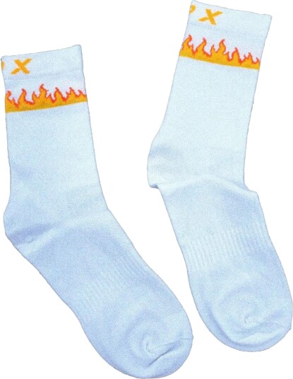 Elpex Socks LPX Raised In Flames White/Red/Orange, 37-39
