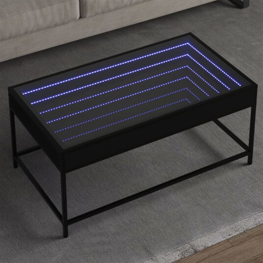  Salongbord med Infinity LED svart 90x50x41 cm 847687