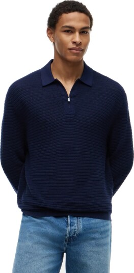 Tommy Hilfiger Dc Knitted Zip Polo Navy M Tommy Hilfiger Dc Knitted Zip Polo Navy M