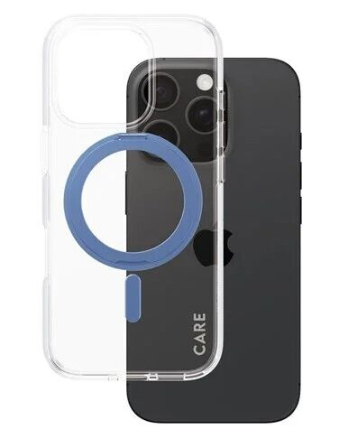 CARE by PanzerGlass Feature Case Transparent w. Blue Kickstand & MagSafe iPhone 16 Pro