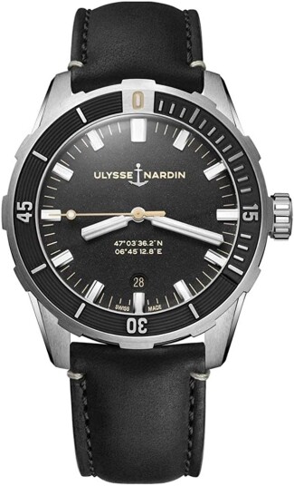 Ulysse Nardin Herreklokke 8163 175 92 Diver Sort/Lær Ø42 mm Ulysse Nardin Herreklokke 8163 175 92 Diver Sort/Lær Ø42 mm