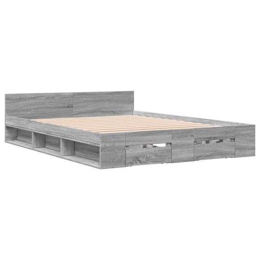  Sengeramme med skuffer grå sonoma 135x190 cm konstruert tre 8721102624278