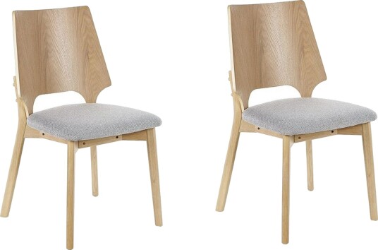 Matsalsstol Beliani Abee set om 2 Grå-Ljust Trä NO_BRAND Light grey VALUE_MISSING_2 -