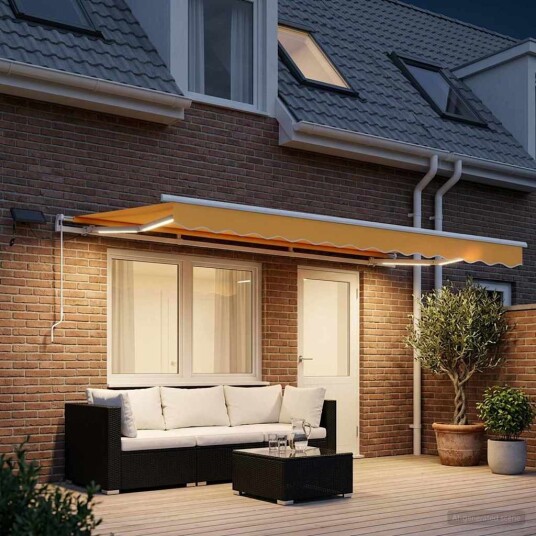 Uttrekkbar markise sand 600 × 300 cm Stoff og Aluminium