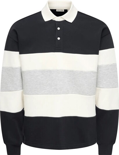 ONLY & SONS Onsbenedict Ls Rubgy Rlx Sweat Polo Black XS