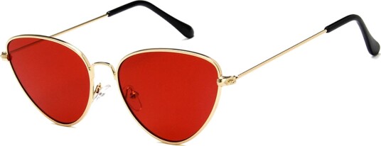Golden Triangular Solbriller Red Glass + Senile String