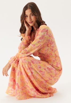 VERO MODA Vmjosie Sl Ankle Frill Dress Cloud Dancer Aop:mea L
